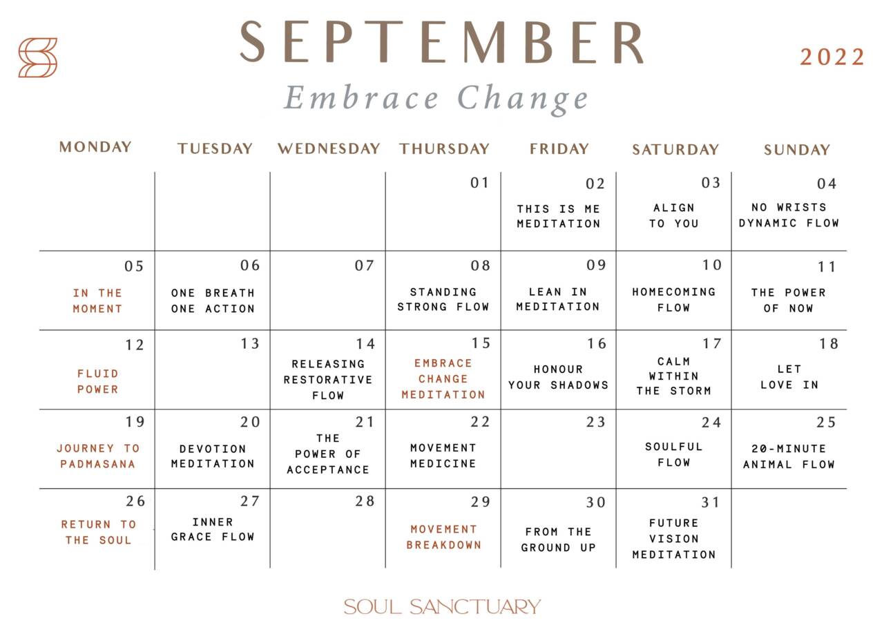 September - Monthly Calendar Blog